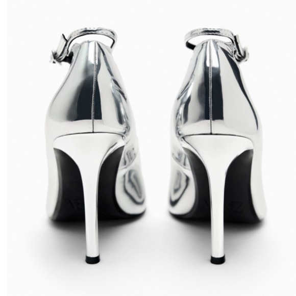 NEW! Zara Silver Metallic Heels - Picture 6 of 13